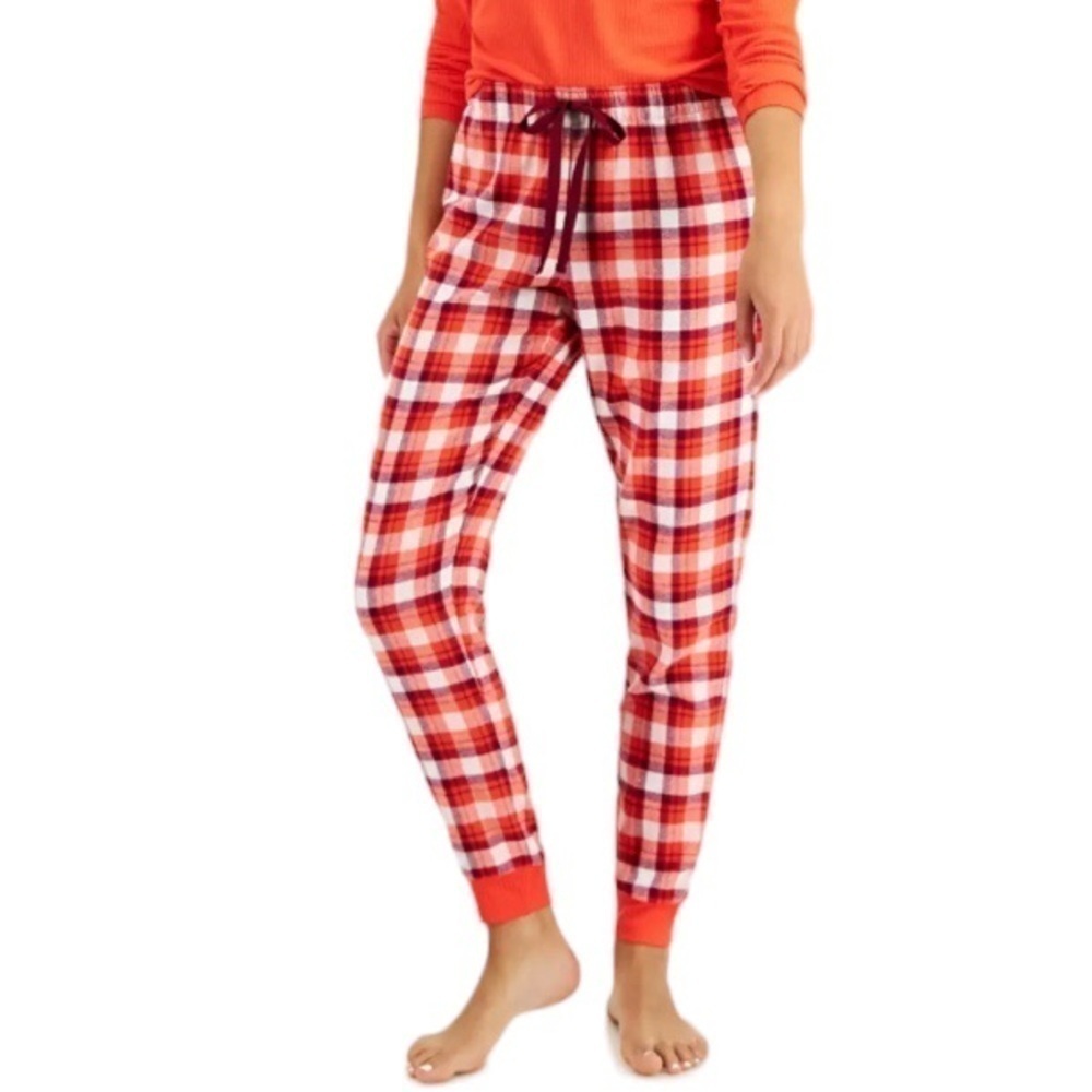 Jenni Cotton Flannel Plaid Pajama Pants Cabin Plaid White Red Purple XXL New - Picture 2 of 6